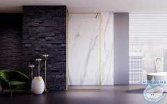 Walk-in Veconi Корато 70 профиль брашированное золото, стекло прозрачное KR81G-70-01-C8