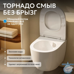 Унитаз подвесной безободковый Abber Bequem  AC1100T с сиденьем Soft Close (микролифт) (белый)
