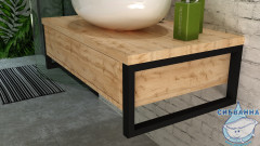 Тумба подвесная 1Marka GRUNGE LOFT 100П (1 ящик) Дуб Вотан с раковиной Sanita Luxe Инфинити 60