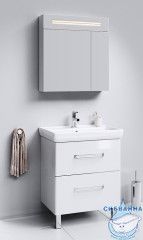 Шкаф-зеркало с подсветкой Aqwella Classic Нео 70 белый глянец