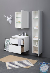 Тумба Aquanet Гласс 70 с раковиной Орлеан 70 белый глянец