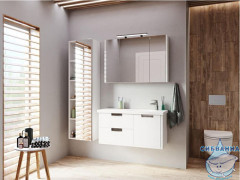 Тумба подвесная Roca Etna 100 см (2 ящика и 1 дверка) 857302806 с раковиной Roca 100 см белый глянец