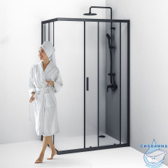 Душевое ограждение AM.PM Gem 120x90 W93G-404-120290-BT профиль черный, стекло прозрачное (без поддона)