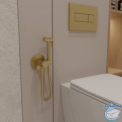 Встраиваемый смеситель с гигиеническим душем Oliveeka Y-Line OL-829902-BG (золото матовое)