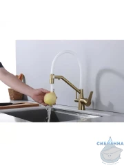Смеситель для кухни Raglo R80.62.03 (сатин золотой/белый)