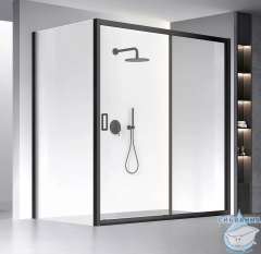 Душевое ограждение Veconi Rovigo 160x110 профиль черный, стекло прозрачное RV060B-160110-01-C5 (без поддона)