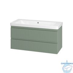 Тумба подвесная Brevita Victory 105 зеленый с раковиной Dreja Luxury 105