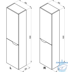 Пенал Ravak Classic II 40 R белый/серый X000001475