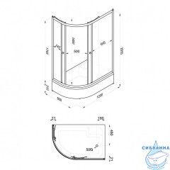 Душевое ограждение Тритон Коралл В R 120x80 профиль белый, стекло мозайка Щ0000061783 (с поддоном)