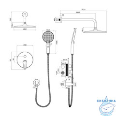 Душевая система скрытого монтажа с тропическим душем и ручным душем, глянцевый хром, Dale, Milardo, DALSB02M67
