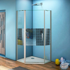 Душевое ограждение Bas Fantasy PNT-100-F-CH профиль хром, стекло прозрачное с рисунком (без поддона)