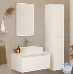 Тумба Dreja Insight 80 с раковиной Dreja Joy 46 белый глянец
