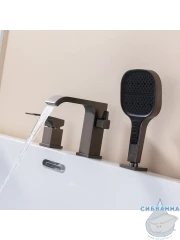 Смеситель для ванны на борт Raglo R02.31.09 с душевым гарнитуром (графит)
