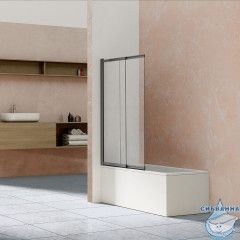 Шторка для ванны Vincea 100х145 профиль вороненая сталь, стекло прозрачное VSB-1E100CLGM