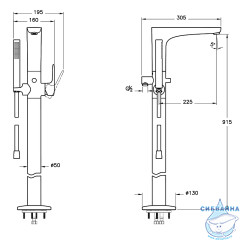 Смеситель для ванны напольный Vitra Root Round A4274126EXP (медь)