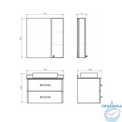 Шкаф-зеркало Comforty Амстердам 75 белый