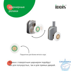 Ролики, 2 верхних, 2 нижних, одинарные, D=23 мм, серый, стекло 4 мм, IDDIS, 966S23GR4DZ