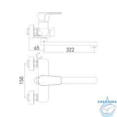 Смеситель для ванны Gross Aqua Evo Matt Black 7121297MB-35F с душевым гарнитуром (черный матовый)