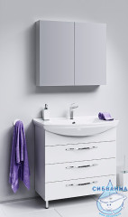 Тумба Aqwella Classic Аллегро 85 с раковиной Стиль 85 белый глянец с тремя ящиками