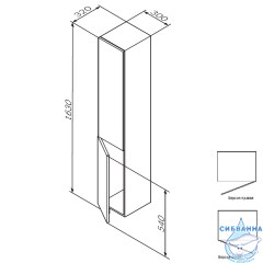 Шкаф-пенал подвесной Am.Pm Gem 30 L белый глянец M90CHL0306WG 