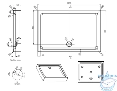 Акриловый поддон Azario 80x120 P1812 R/L