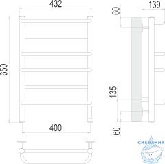 Полотенцесушитель электрический Terminus Евромикс П6 40х65 (с возможностью скрытого подключения, подключение справа) 
