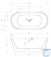 Акриловая ванна ABBER AB9320-1.6 160х75 с каркасом