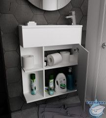 Тумба подвесная  1Марка Stretto 70П (1 дверка) с раковиной белый У94633