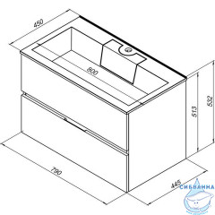 Тумба Aquanet Алвита 80 серый антрацит с раковиной Фортуна 80