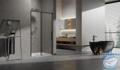 Дверь в нишу Vincea Слим 140 профиль черный, стекло прозрачное VDS-6SL140CLB