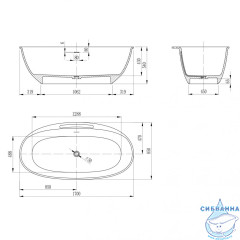 Ванна из искусственного камня ABBER Stein 170x85 AS9631 белая матовая