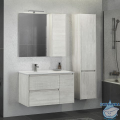 Тумба подвесная Comforty Бремен-90 дуб белый с раковиной 9090EL