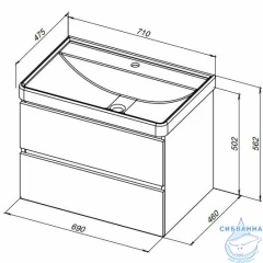 Тумба Aquanet Вега 70 с раковиной Aquanet Ирис 70 белый глянцевый