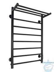 Полотенцесушитель электрический Санприз Аврора П8 50х80 с полкой (черный матовый) (подключение универсальное)