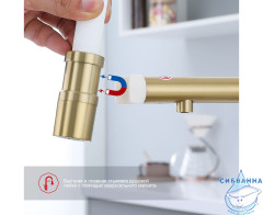 Смеситель для кухни Raglo R81.63.03  (сатин золотой/белый)