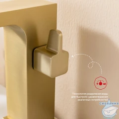 Смеситель для ванны на борт Raglo R02.31.03 с душевым гарнитуром (сатин золотой)