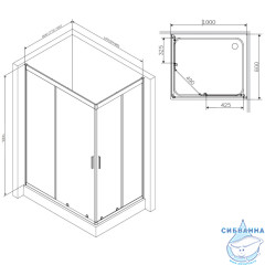 Душевое ограждение Am.Pm Gem 100x80 профиль черный, стекло прозрачное (без поддона)