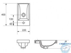 Раковина встраиваемая 40 см Cersanit Como S-UM-COM40/1-w