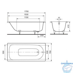 Стальная ванна Kaldewei Eurowa 312-1 170x70 с ножками