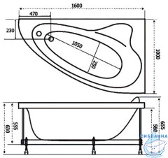 Акриловая ванна Тритон Николь 160х100 левая с каркасом