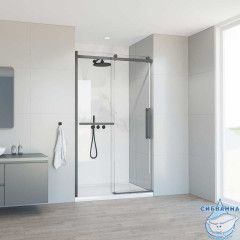 Дверь в нишу Vincea Como Soft 120 профиль вороненая сталь, стекло прозрачное VDS-1CS120CLGM