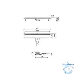 Лоток душевой, сифон 360, комбинированный затвор, двухсторонняя решетка, 700мм, хром, IDDIS, 975B7SB00DZ