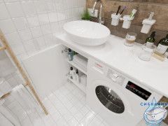 Тумба 1Marka Wash 50 белый со столешницей Wash 110 L белый глянец и раковиной  Roll 53