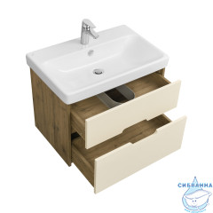 Тумба Акватон Оливия 70 с раковиной Адриана 70 бежевый/дуб велингтон