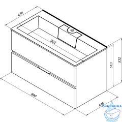Тумба Aquanet Алвита 90 белый с раковиной Фортуна 90