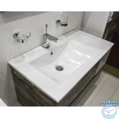 Тумба подвесная Comforty Турин 90L дуб бежевый с раковиной 9090EL