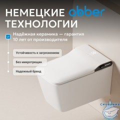 Унитаз подвесной безободковый Abber Rechteck AC1215S с сиденьем Soft Close (микролифт) (белый матовый)