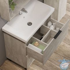 Тумба Viant Берлин 80Н с раковиной Moduo 80 цемент