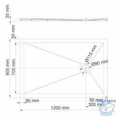 Поддон из литьевого мрамора WasserKRAFT Dill 120x80 61T06 черный матовый