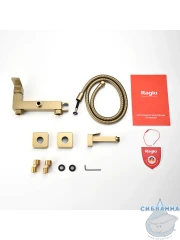 Смеситель Raglo R01.51.03 с гигиеническим душем (сатин золотой)